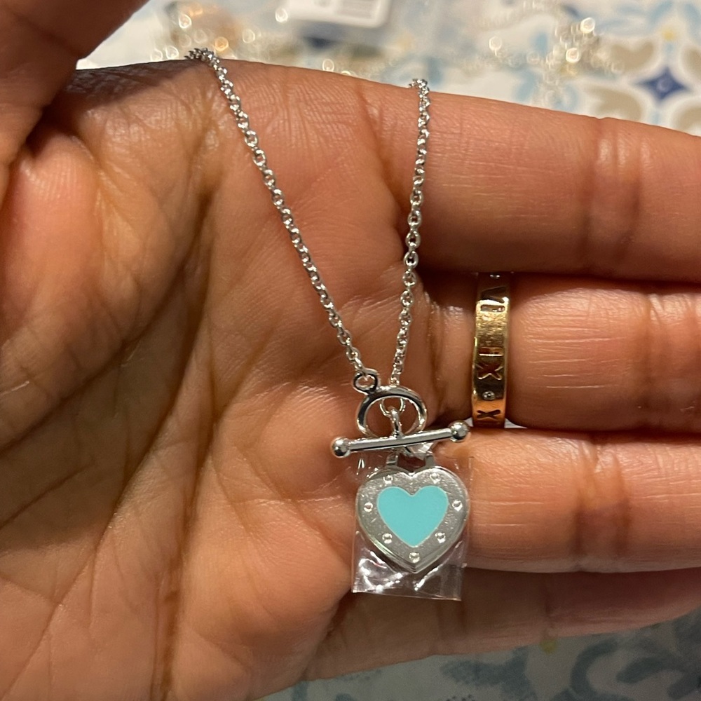 Solid Sterling Silver Toggle Heart Necklace - image 2